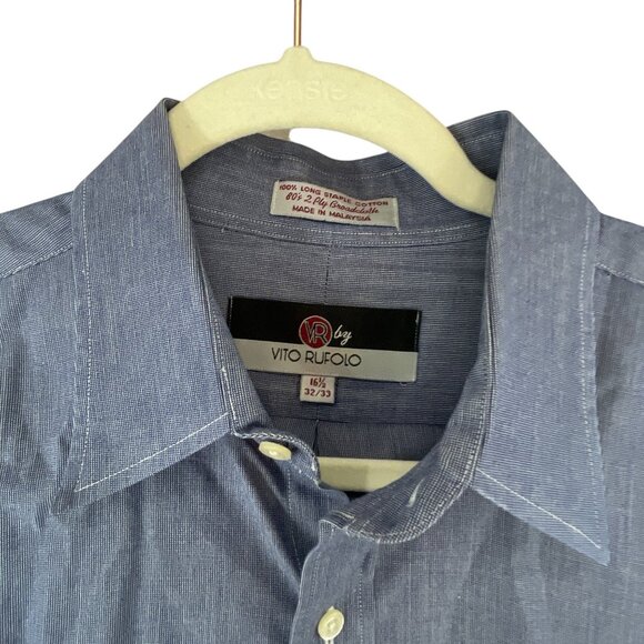 Vito Rufolo Men's Button Up Dress Shirt Long Sleeve Cotton Size 16.5/32-33 Blue - Picture 6 of 8